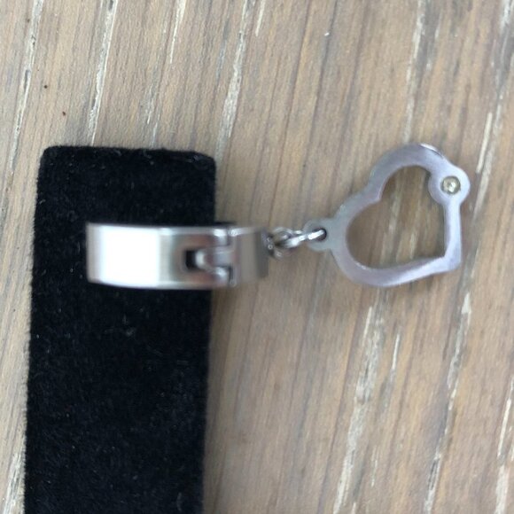 Industrial Inspired Two Tone Metal Keepers w Hoop + Heart Earrings Size OS - Picture 3 of 8